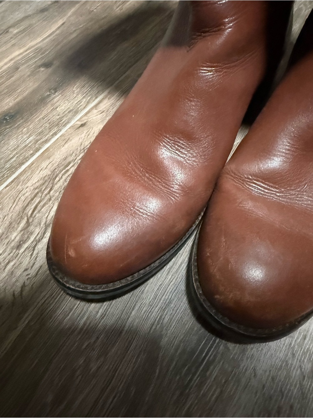 Tory Burch Chestnut Brown Leather Tall Riding Boots with Gold Logo - Picture 4 of 7